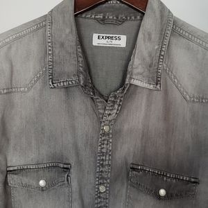 🔥3/$45 or 5/$60🔥  EXPRESS Long-Sleeved Grey Western Denim Shirt
